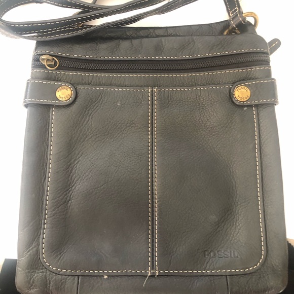 Fossil Black Leather Crossbody Bag - Picture 3 of 4